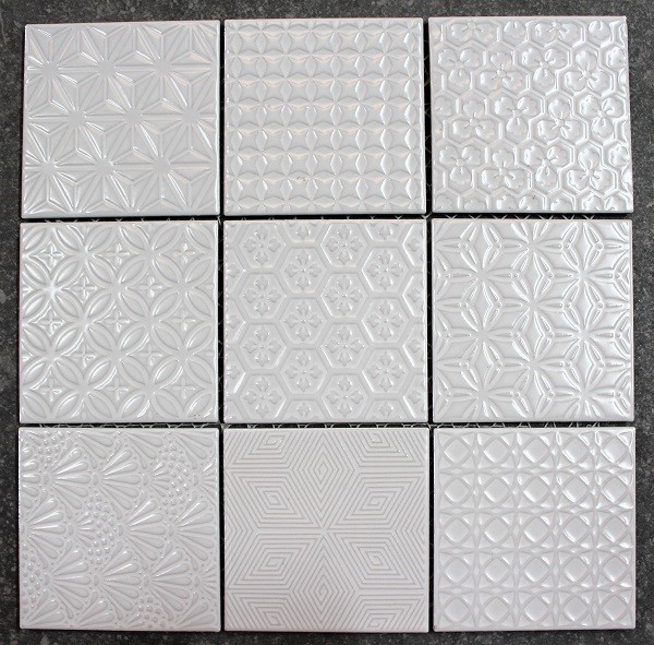 Pressed Pattern white square tiles